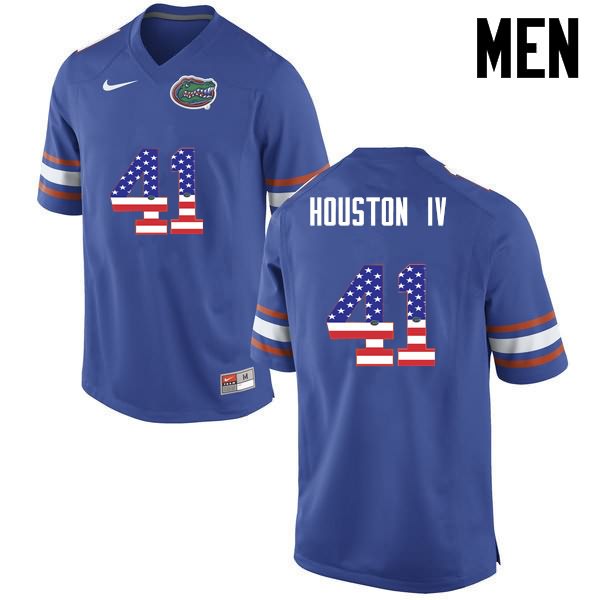 Men's NCAA Florida Gators James Houston IV #41 Stitched Authentic USA Flag Fashion Nike Blue College Football Jersey DGM2365OP